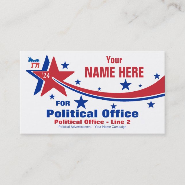 Democrat Political Election Campaign Business Card (Front)
