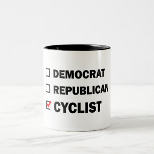 Democrat Republican Cyclist Two-Tone Coffee Mug