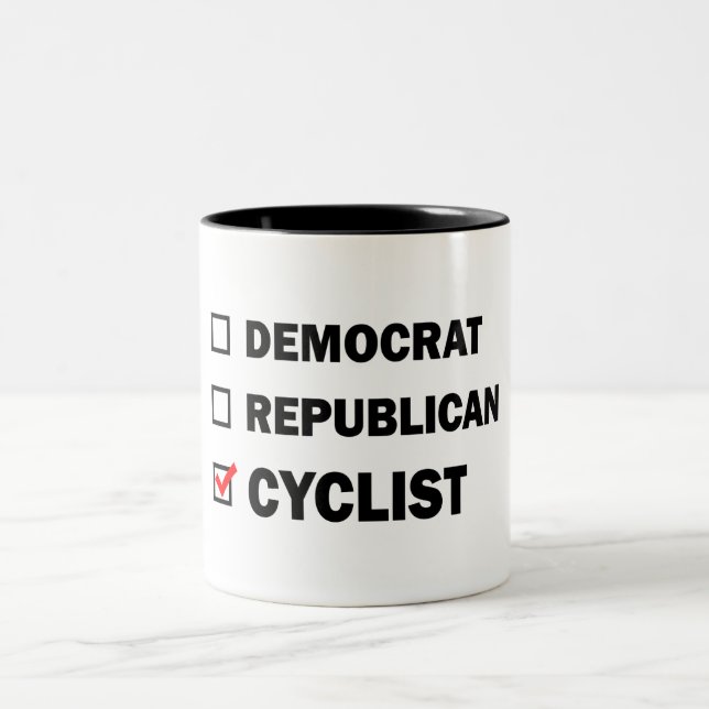 Democrat Republican Cyclist Two-Tone Coffee Mug (Center)