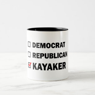 Democrat Republican Kayaker Two-Tone Coffee Mug