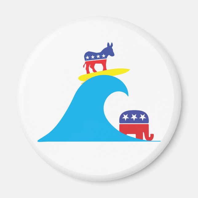 Democratic Donkey rides the Blue Wave Magnet (Front)