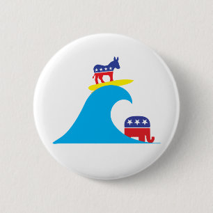 Democratic Donkey Riding the Blue Wave 6 Cm Round Badge