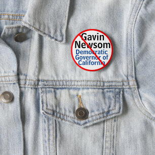 Democratic Gavin Newsom CA Governor 6 Cm Round Badge