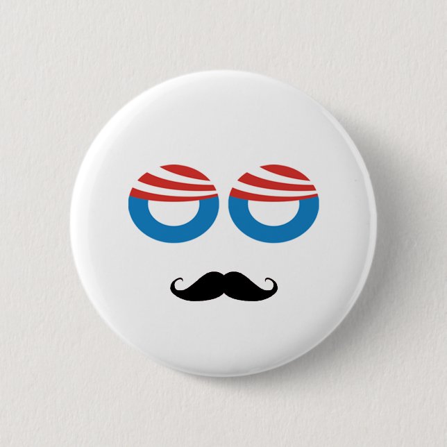 Democratic Man - Moustache You A Question 6 Cm Round Badge (Front)