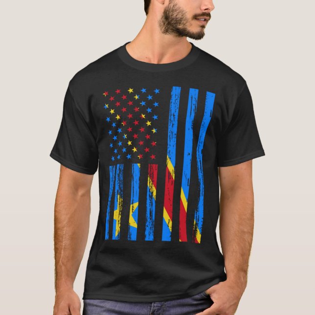 Democratic Republic Congo Flag America US It is in T-Shirt (Front)