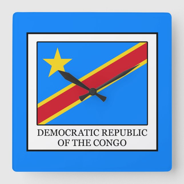 Democratic Republic of the Congo Square Wall Clock (Front)