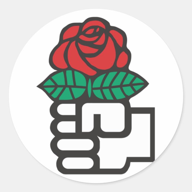 Democratic Socialism (the fist and rose symbol) Classic Round Sticker (Front)