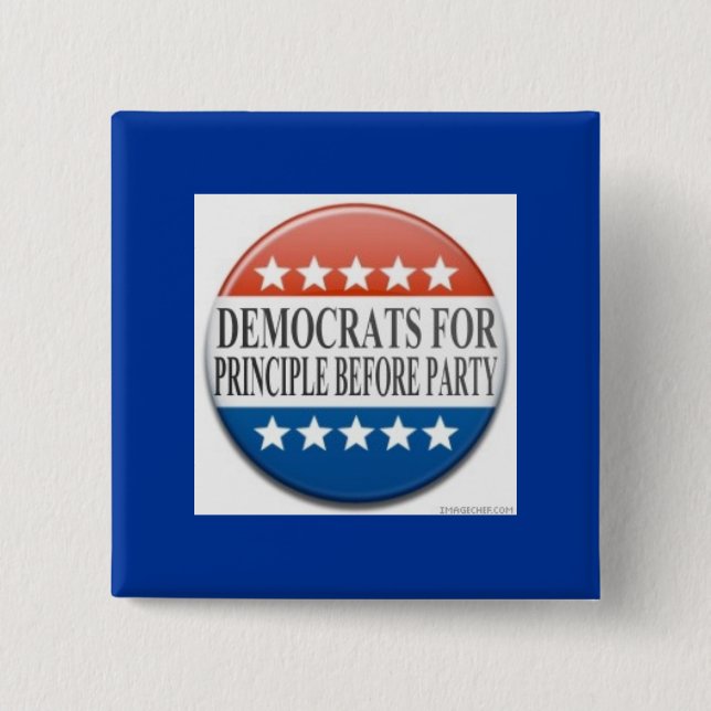 Democrats for Principle Before Party 15 Cm Square Badge (Front)