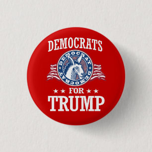 DEMOCRATS FOR TRUMP 3 CM ROUND BADGE