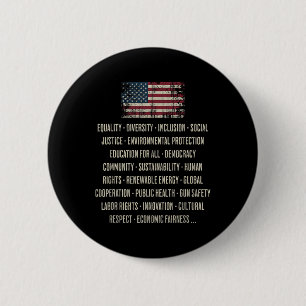 Democrats Values Equality Diversity Education  6 Cm Round Badge
