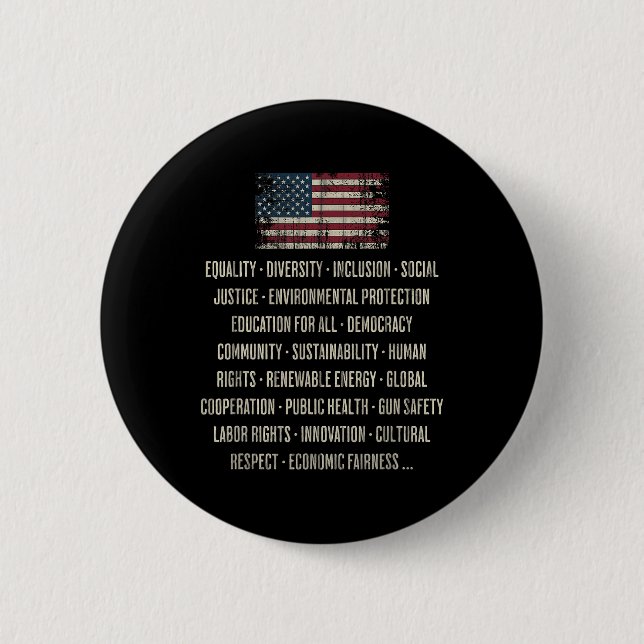 Democrats Values Equality Diversity Education  6 Cm Round Badge (Front)