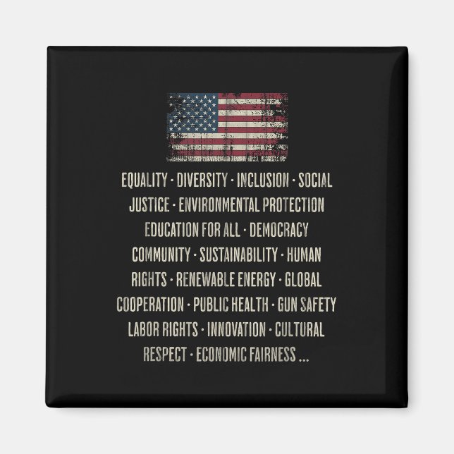 Democrats Values Equality Diversity Education  Magnet (Front)