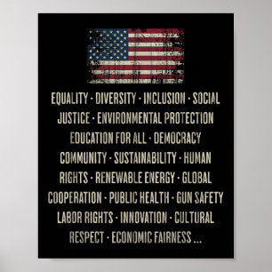 Democrats Values Equality Diversity Education  Poster