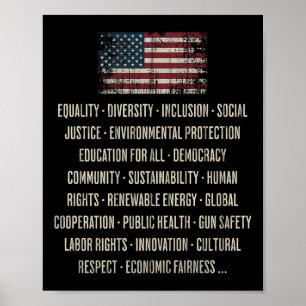 Democrats Values Equality Diversity Education Prem Poster
