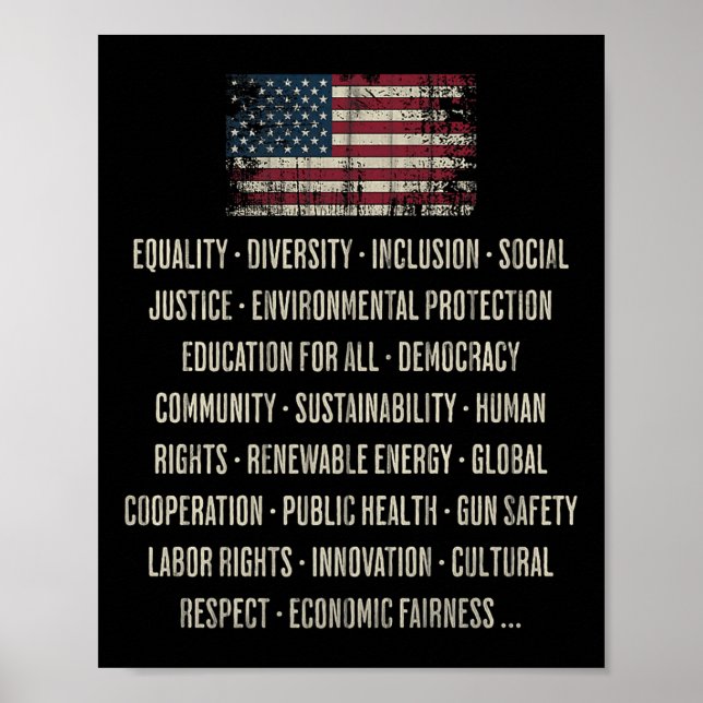 Democrats Values Equality Diversity Education Prem Poster (Front)