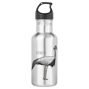 Demoiselle crane bird cartoon illustration 532 ml water bottle