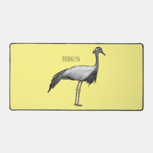 Demoiselle crane bird cartoon illustration desk mat