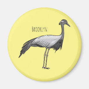Demoiselle crane bird cartoon illustration magnet