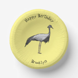 Demoiselle crane bird cartoon illustration paper plate