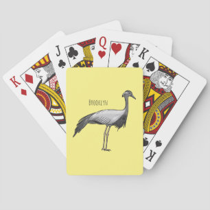 Demoiselle crane bird cartoon illustration playing cards