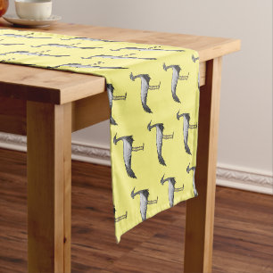 Demoiselle crane bird cartoon illustration  short table runner