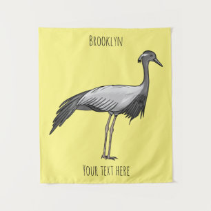 Demoiselle crane bird cartoon illustration tapestry