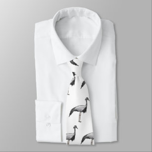 Demoiselle crane bird cartoon illustration  tie