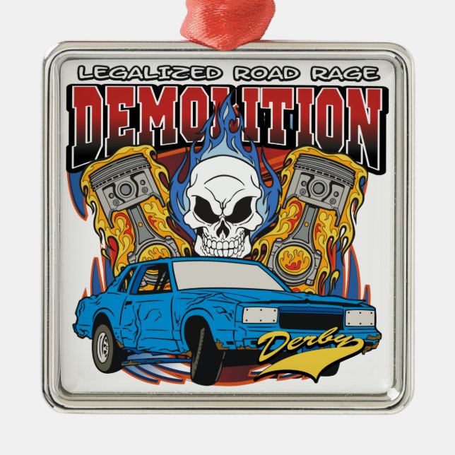 Demolition Derby Metal Tree Decoration (Front)