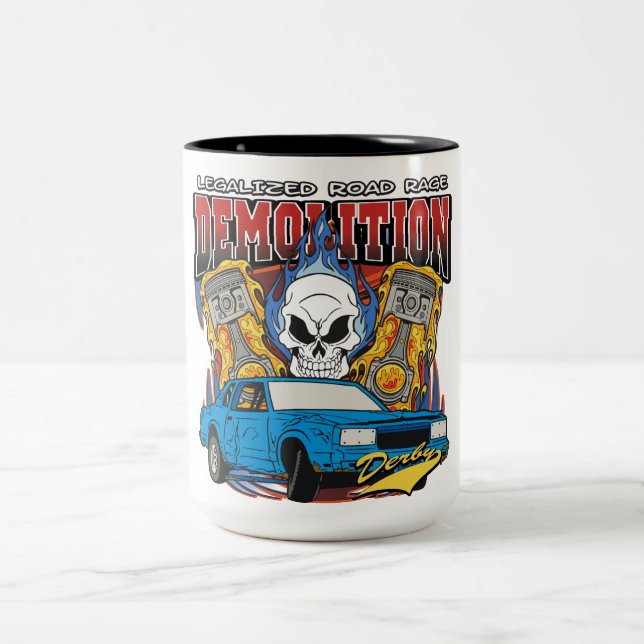 Demolition Derby Two-Tone Coffee Mug (Center)