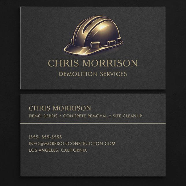 Demolition Services Hard Hat Professional Business Card (Creator Uploaded)