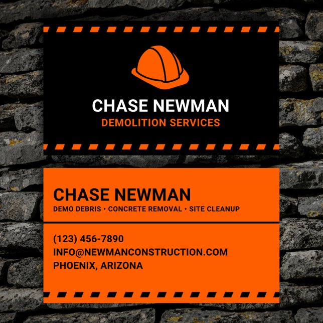 Demolition Services Orange Hard Hat Business Card (Creator Uploaded)