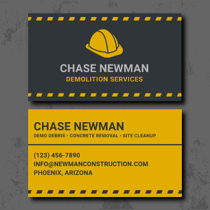 Demolition Services Professional Business Card