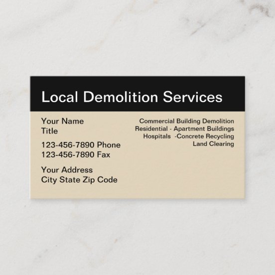 Demolition Business Cards Zazzle AU