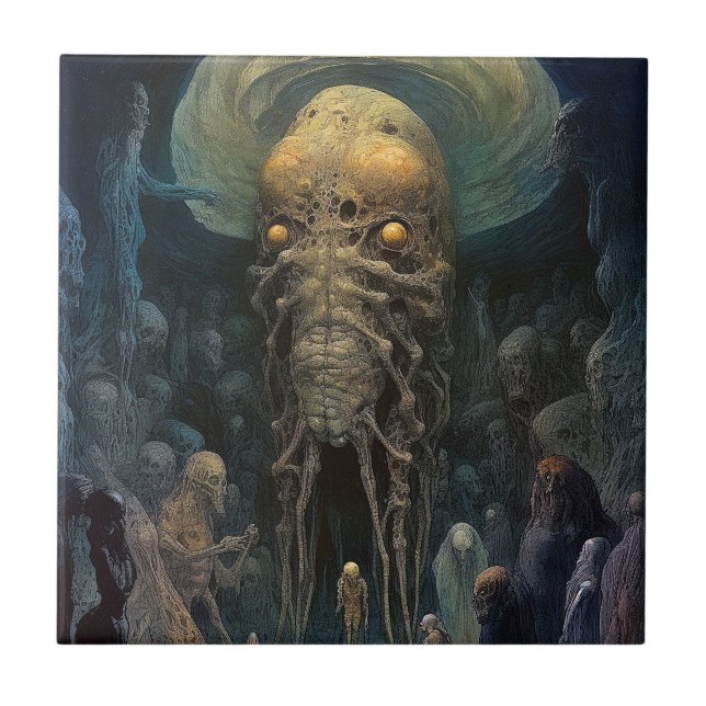 Demon Alien Underworld Creature Ceramic Tile (Front)
