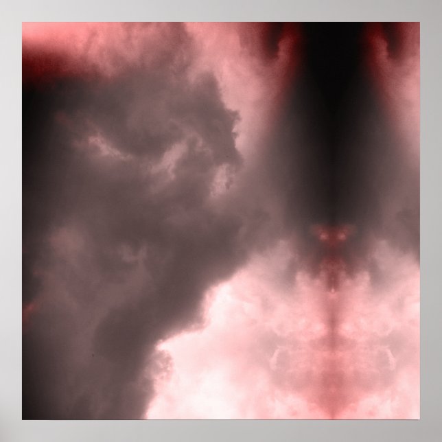 Demon and a dragon fighting in the red sky poster (Front)