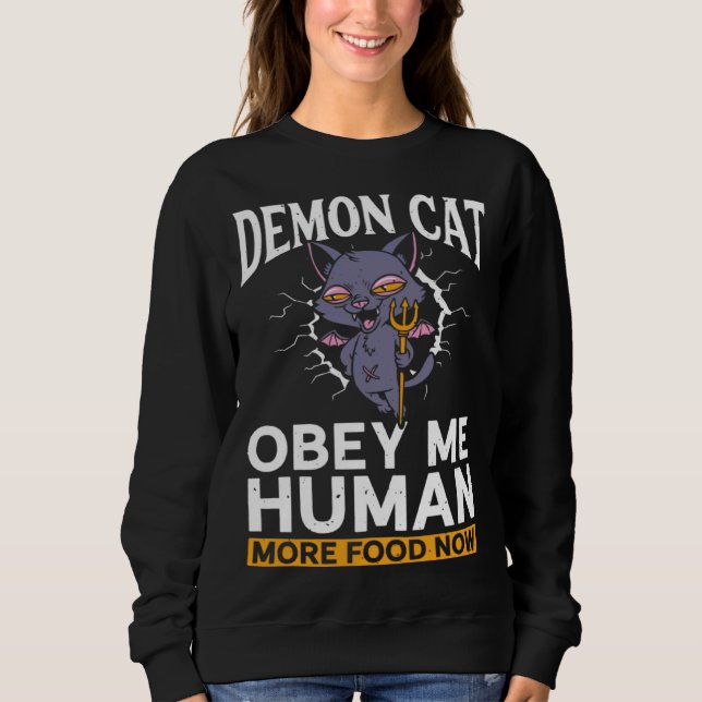 Demon Cat  Satanic Witchcraft Baphomet Gothic Occu Sweatshirt (Front)