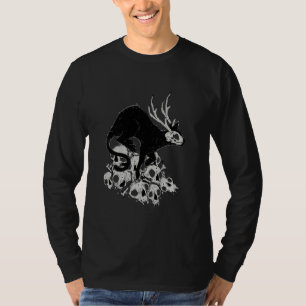 Demon Cat With Skull Head Bones T-Shirt