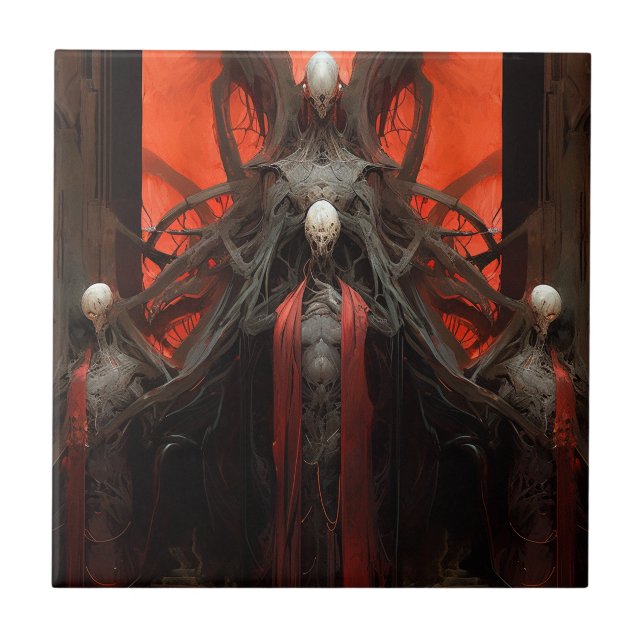 Demon Creatures Dark Fantasy Horror Ceramic Tile (Front)