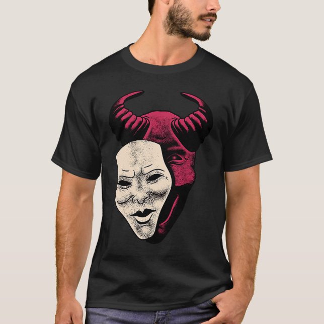Demon Devil Mask Vaporwave Demon T-Shirt (Front)