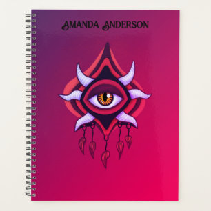 Demon Eye - Whimsigoth Horror Art in Pink Planner