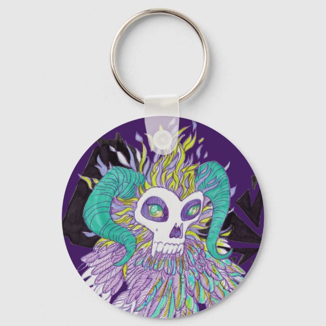 Demon Feathers Spooky Monster Key Ring (Front)