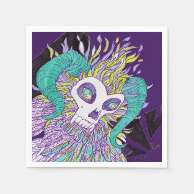 Demon Feathers Spooky Monster Napkin (Front)