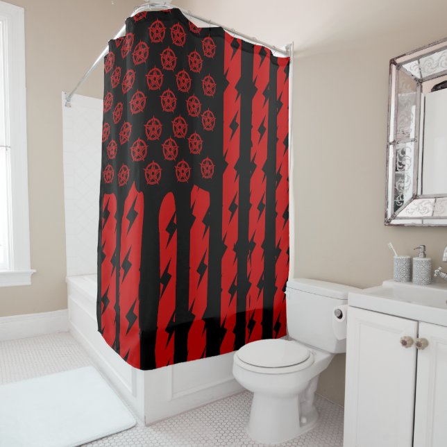 Demon Flag Shower Curtain (In Situ)
