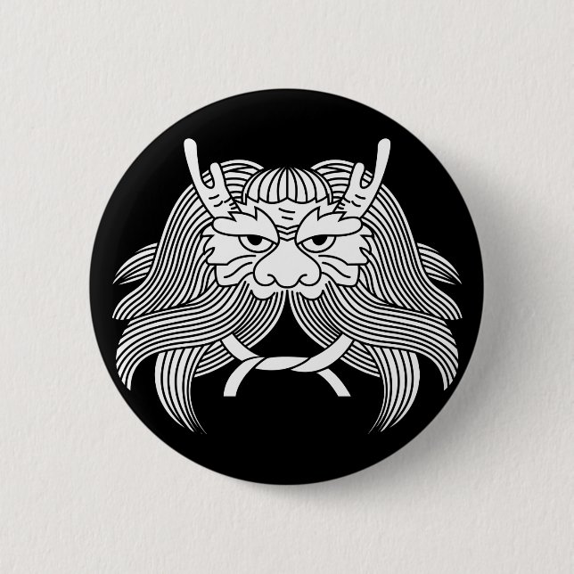 Demon helmet 6 cm round badge (Front)