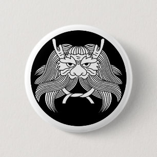 Demon helmet 6 cm round badge