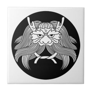 Demon helmet ceramic tile