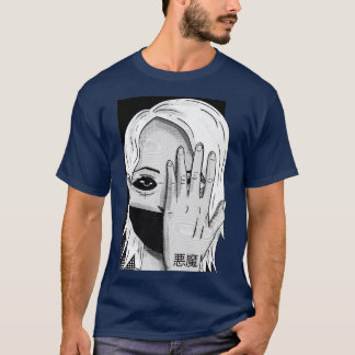 Demon in Japanese Aesthetic Horror Girl Anime Mang T-Shirt