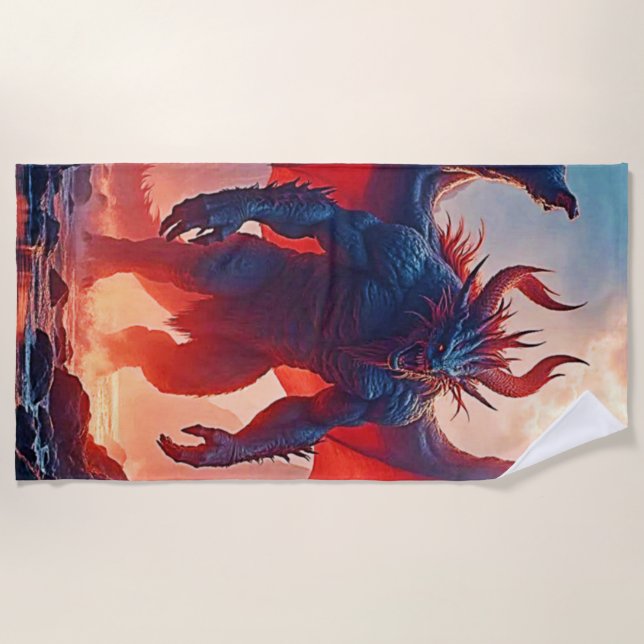 Demon King: Eternal Dragon Shadow Art Beach Towel (Front)