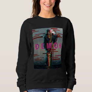 Demon Oni Mask Glitch Aesthetic Style Japan Vaporw Sweatshirt
