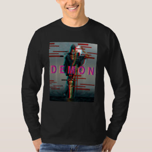 Demon Oni Mask Glitch Aesthetic Style Japan Vaporw T-Shirt